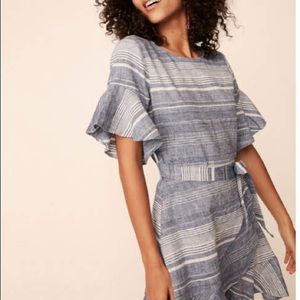 Express Chambray Linen Wrap Dress